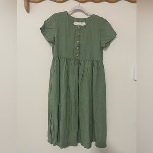 Not Perfect Linen Maxi MAMA-2 short sleeve linen dress in Vintage Green